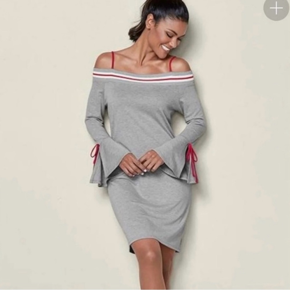 Venus | Off-Shoulder Dress with Red Accents | L